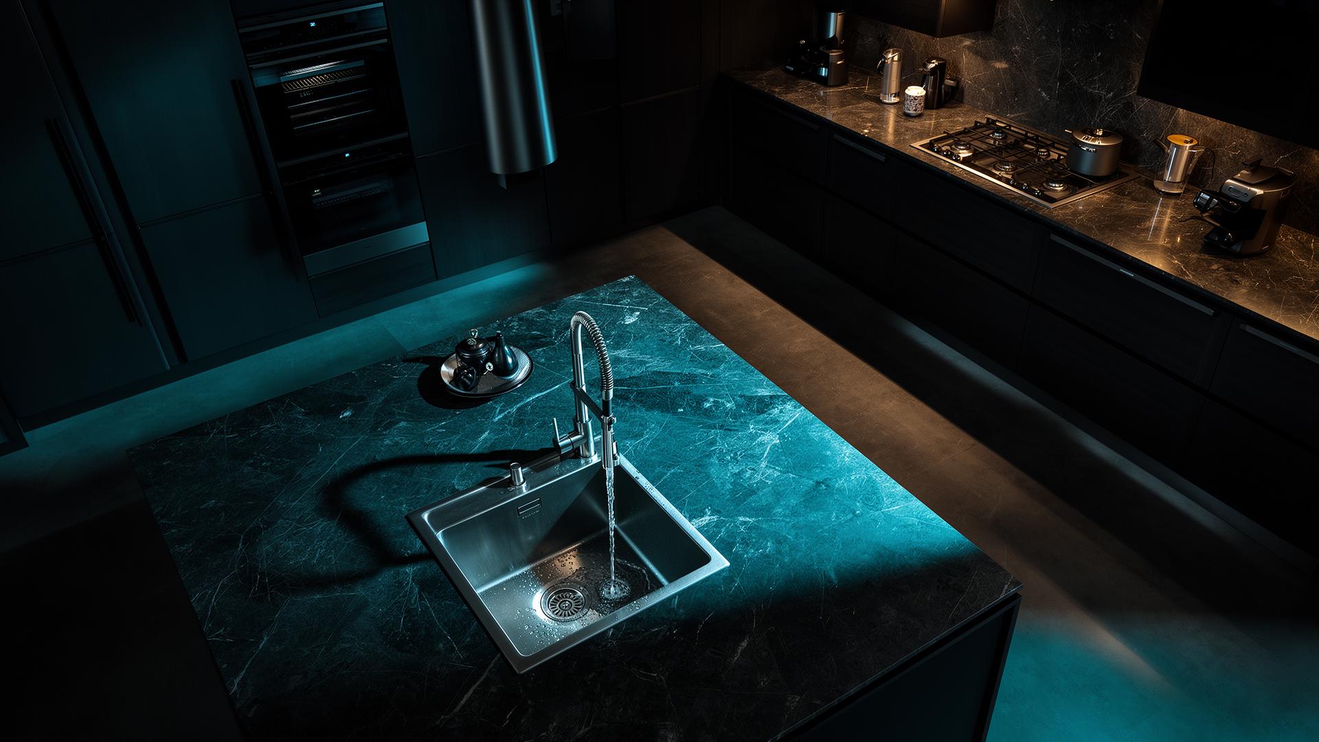 Professional kitchen with garbage disposal